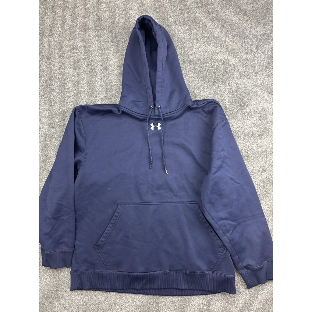 Under Armour Hoodie Mens Large Blue Pullover Fleece Sweatshirt Logo Athletic